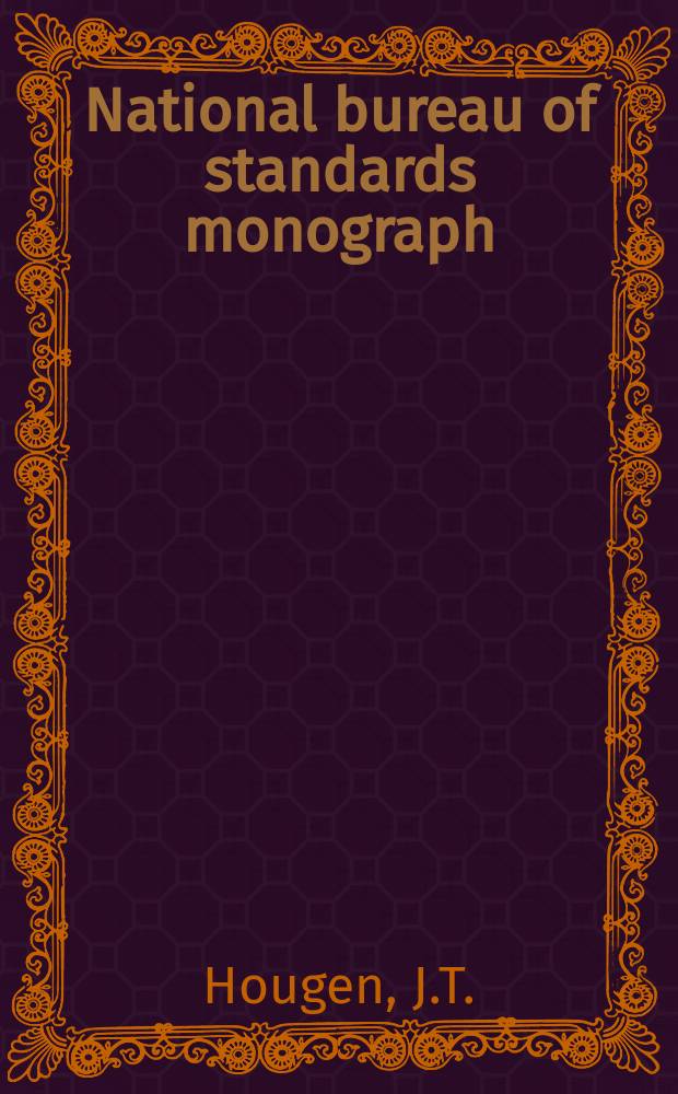 National bureau of standards monograph : The calculation of rotational ...