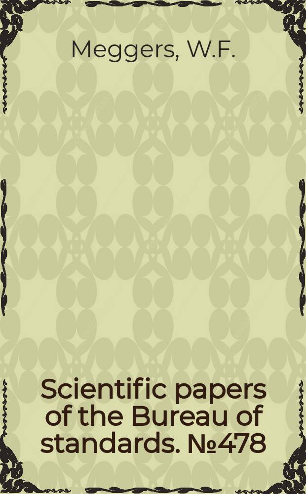 Scientific papers of the Bureau of standards. №478 : Redetermination of secondary standards of wave length from the new international iron arc