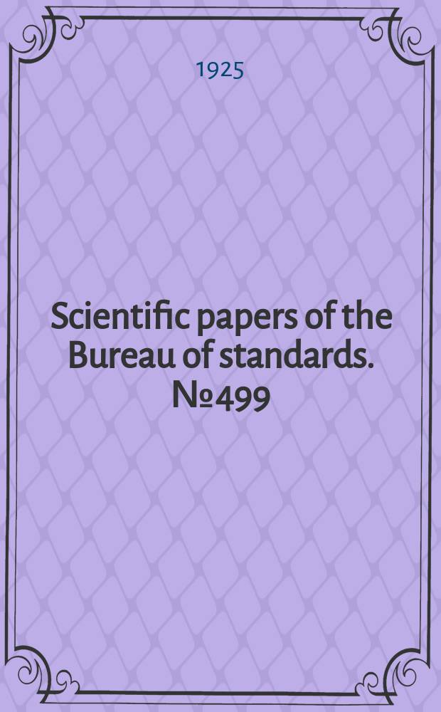 Scientific papers of the Bureau of standards. №499 : Investigations on the platinum metals