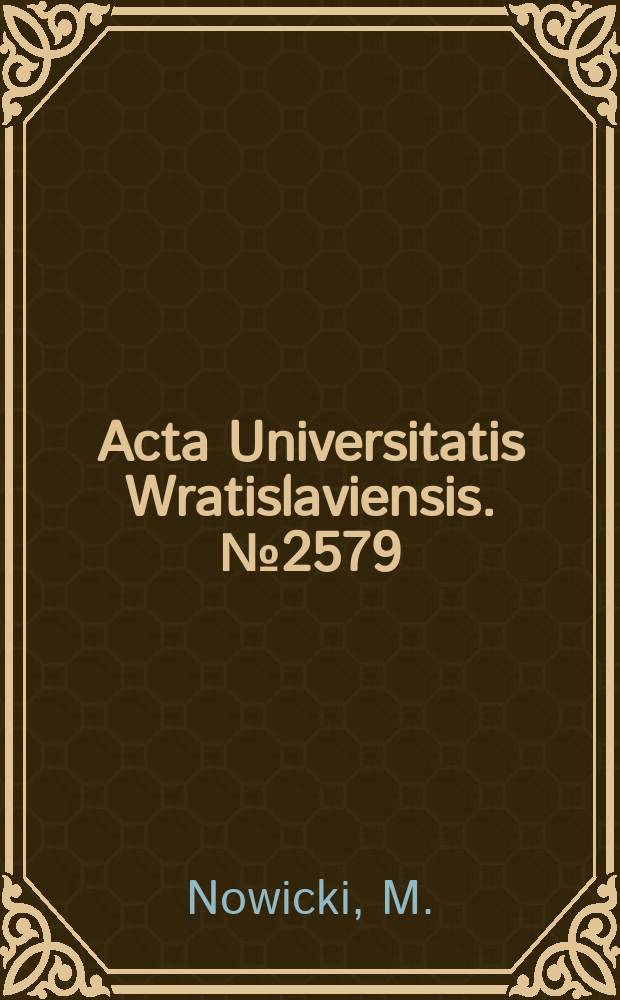 Acta Universitatis Wratislaviensis. №2579 : Zastosowanie efektów dyfrakcyjnych..
