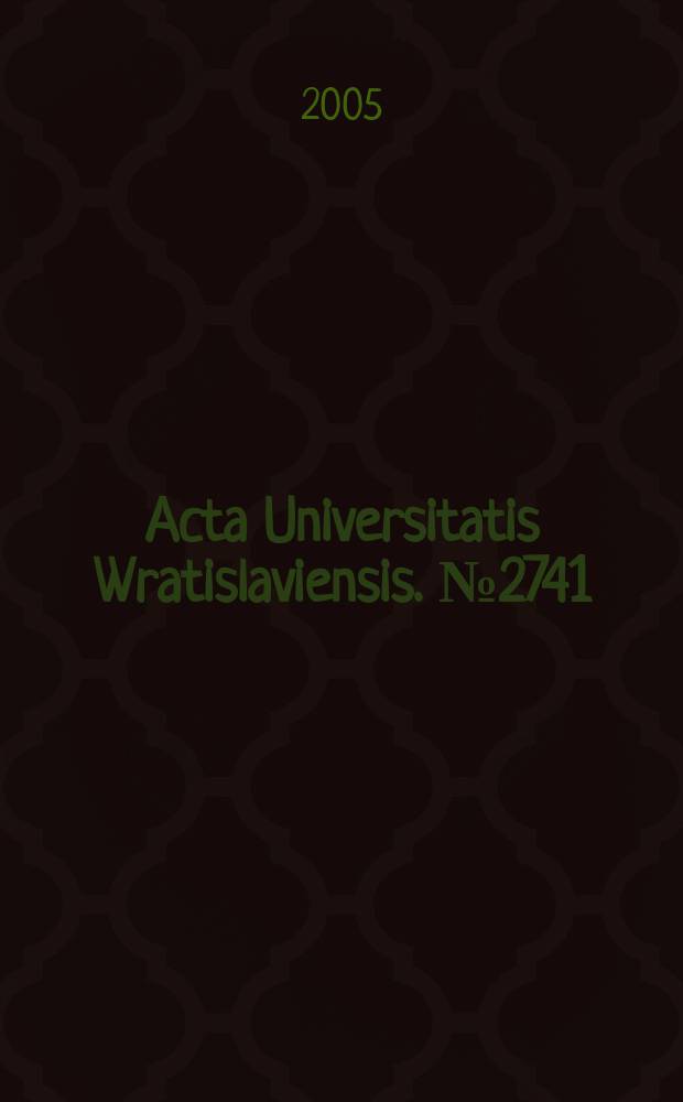 Acta Universitatis Wratislaviensis. №2741 : August Heinrich Hoffmann...