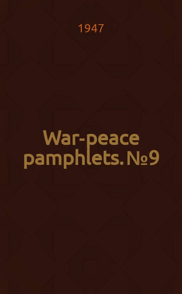 War-peace pamphlets. №9 : Wartime food developments in Switzerland