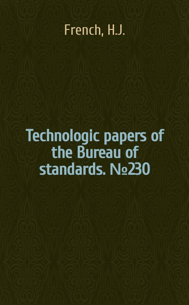 Technologic papers of the Bureau of standards. №230 : A recording chronograph for the inverse rate method of thermal analysis