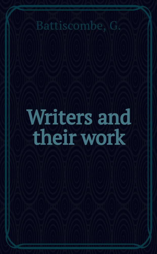 Writers and their work : Bibliographical ser. of suppl. to "British book news". №189 : Christina Rossetti