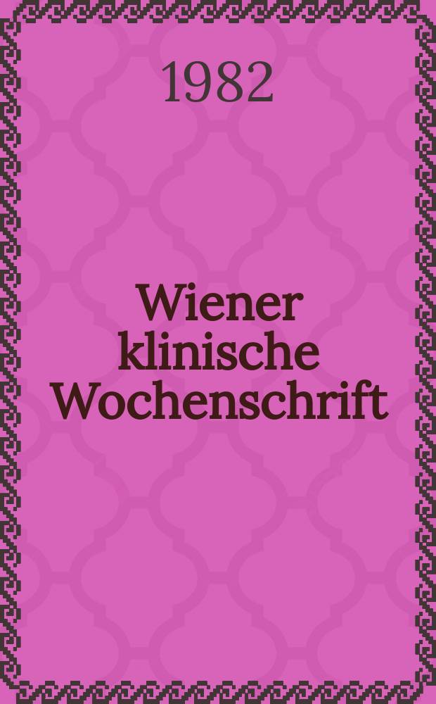 Wiener klinische Wochenschrift : Geronto - Psychietrie