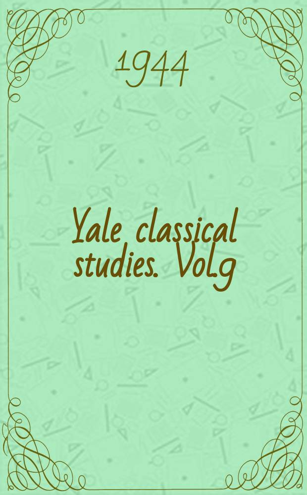 Yale classical studies. Vol.9 : Romano - campanian mythological Landscape painting