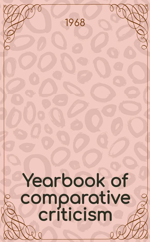Yearbook of comparative criticism