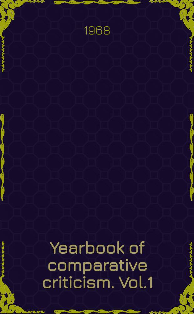 Yearbook of comparative criticism. Vol.1 : Perspectives in literary symbolism