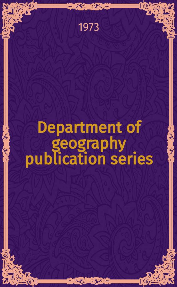 Department of geography publication series