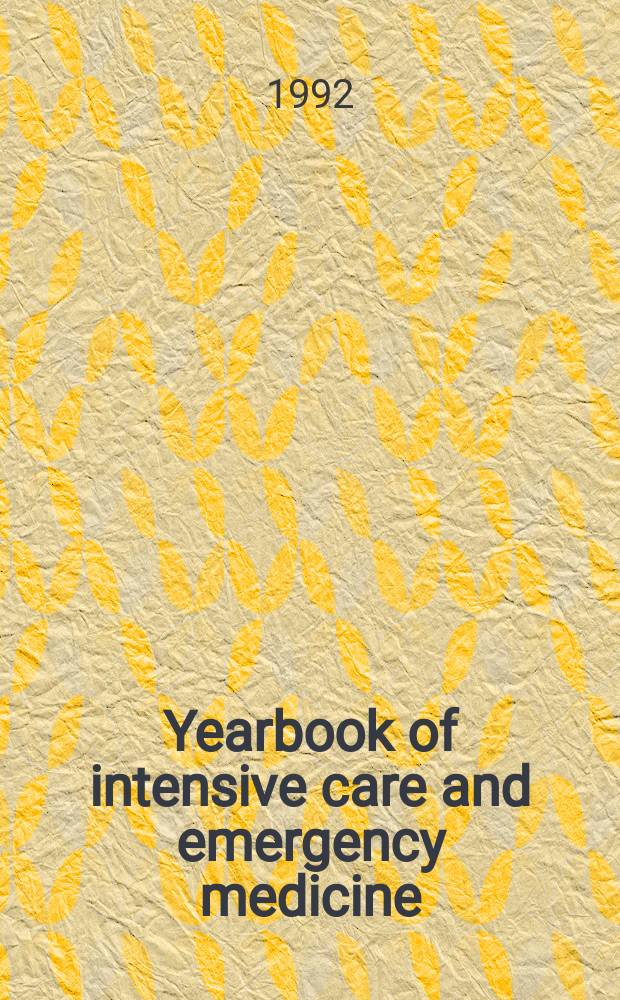 Yearbook of intensive care and emergency medicine