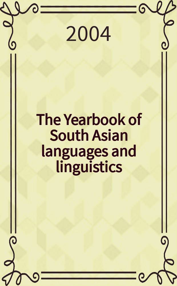 The Yearbook of South Asian languages and linguistics