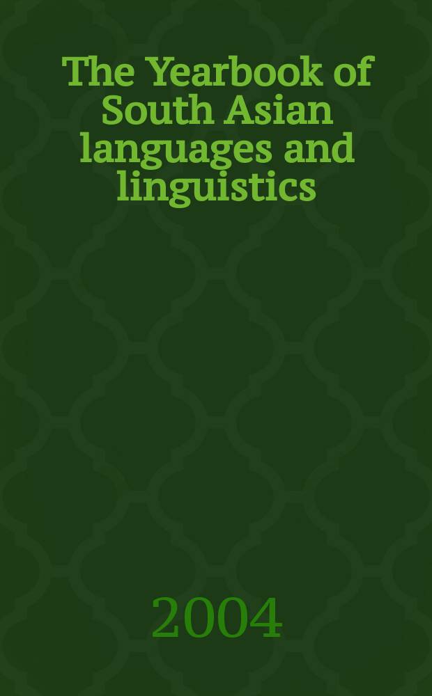 The Yearbook of South Asian languages and linguistics