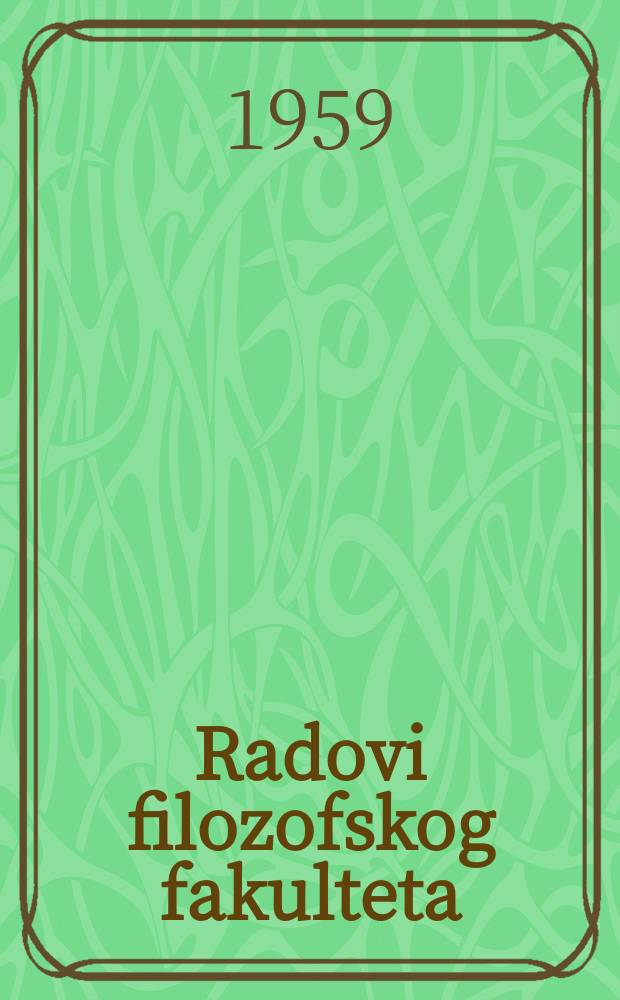 Radovi filozofskog fakulteta : Odsjek za povijest