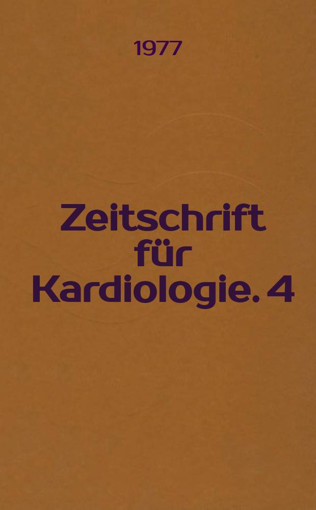 Zeitschrift für Kardiologie. 4 : Kardiologische Probleme im Alter