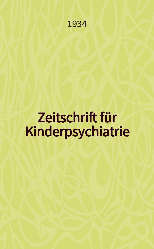Zeitschrift für Kinderpsychiatrie