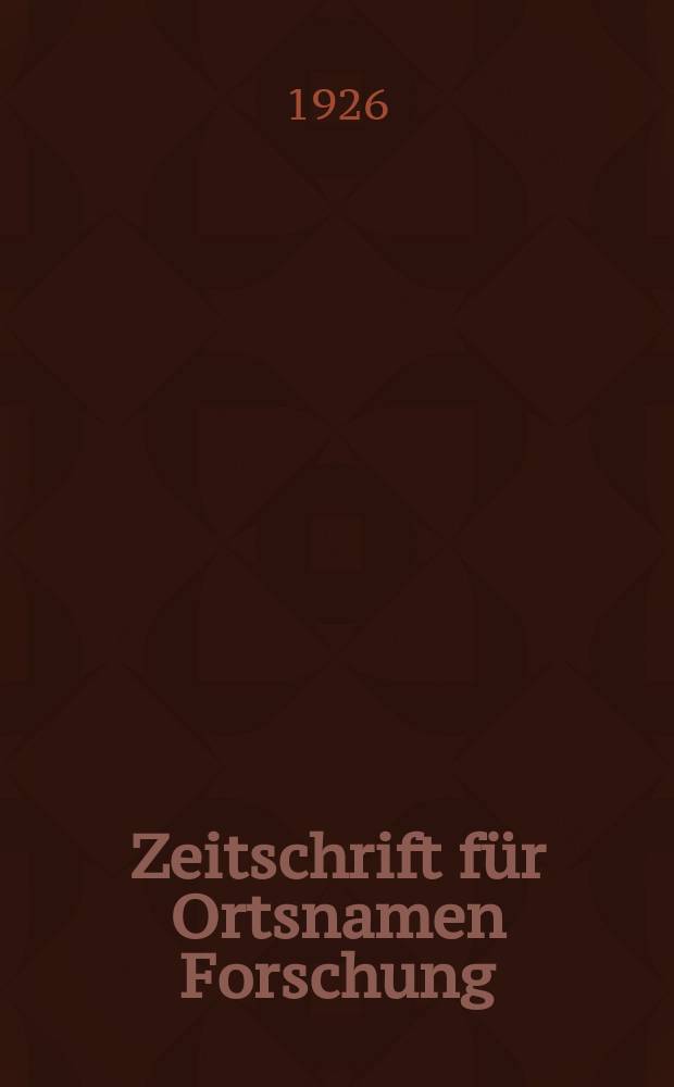 Zeitschrift für Ortsnamen Forschung