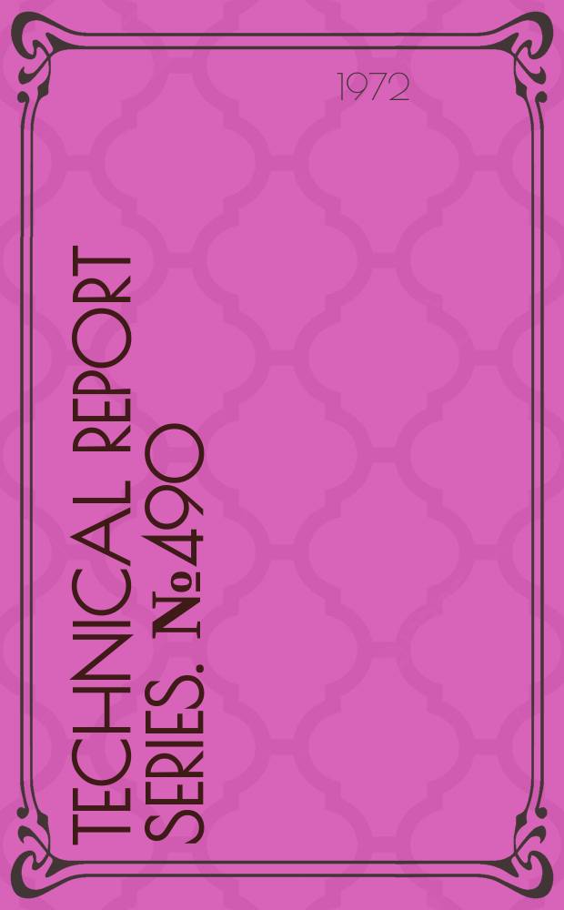 Technical report series. №490 : Techniques for the collection and reporting of data on community water supply