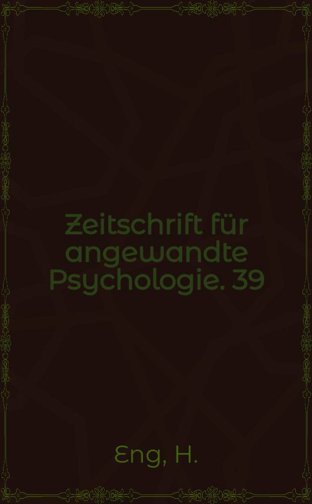 Zeitschrift für angewandte Psychologie. 39 : Kinderzeichnen