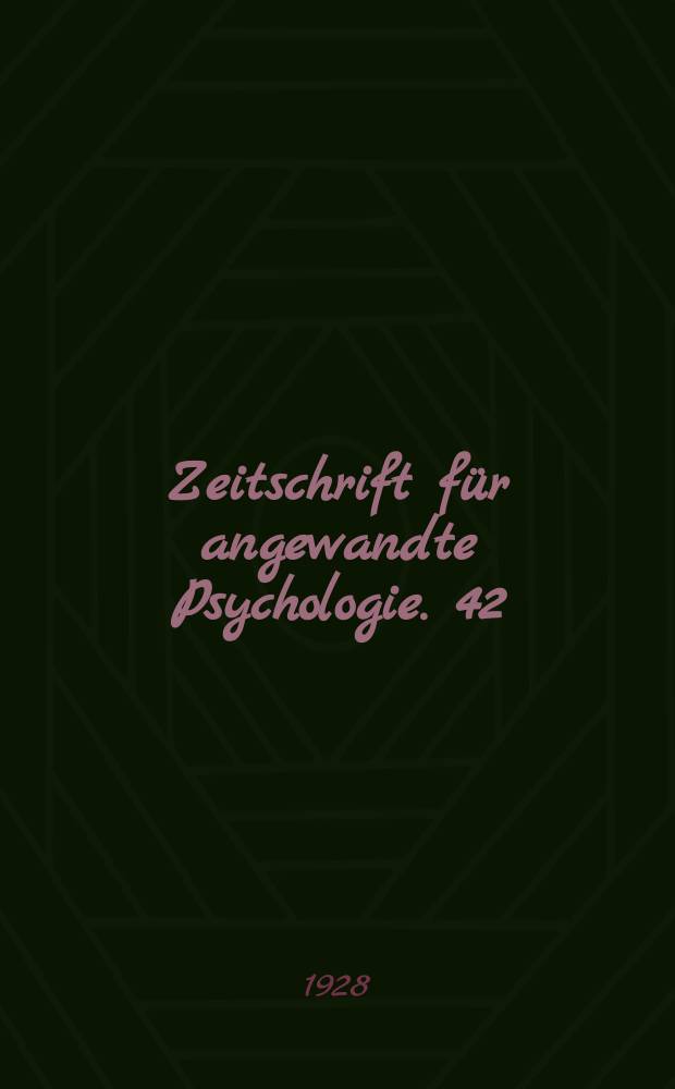 Zeitschrift für angewandte Psychologie. 42 : Die Berliner Jugend und die Kriminalliteratur