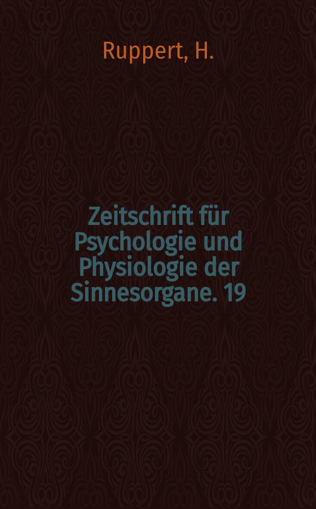 Zeitschrift für Psychologie und Physiologie der Sinnesorgane. 19 : Aufbau der Welt des Jugendlichen