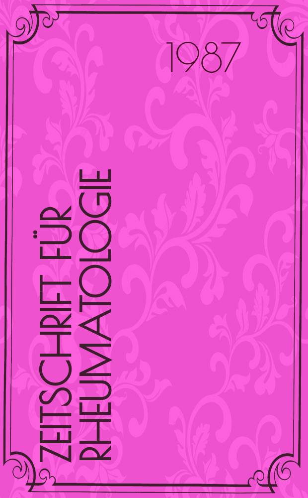 Zeitschrift f&uuml;r Rheumatologie : Fortsetzung der Zeitschrift f&uuml;r Rheumaforschung Organ der Deutschen Gesellschaft f&uuml;r Rheumatologie, der Osterr. Liga zur Bek&auml;mpfung des Rheumatismus, der Schweizerischen Gesellschaft f&uuml;r physikalische Medizin und Rheumatologie und des Berufsverbandes deutscher Rheumatologen. Bd.46, H.1