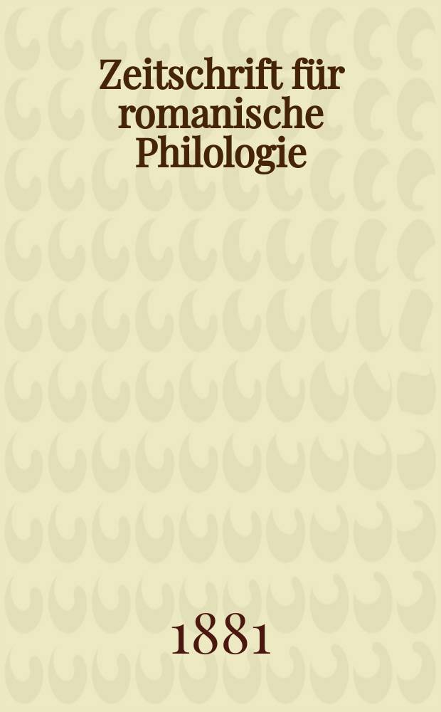 Zeitschrift f&uuml;r romanische Philologie