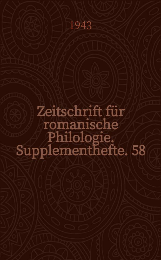 Zeitschrift für romanische Philologie. Supplementhefte. 58/59 : (Bibliographie 1938/1939)
