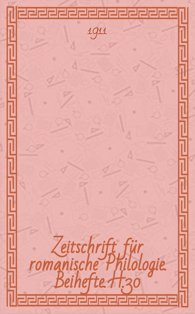Zeitschrift für romanische Philologie. Beihefte. H.30 : Das Passé défini und Imparfait im Altfranzösischen