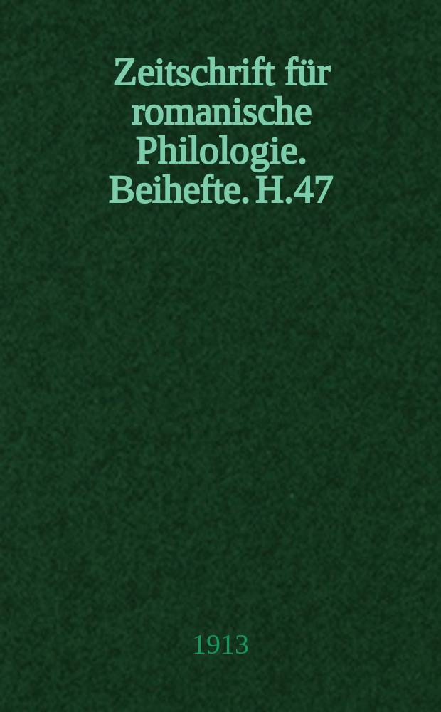 Zeitschrift für romanische Philologie. Beihefte. H.47 : Die Abenteuer Gawains, Ywains und Le Morholts mit den drei Jungfrauen