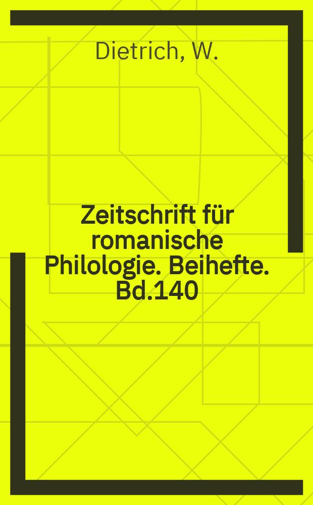 Zeitschrift für romanische Philologie. Beihefte. Bd.140 : Der Periphrastische Verbalaspekt in...