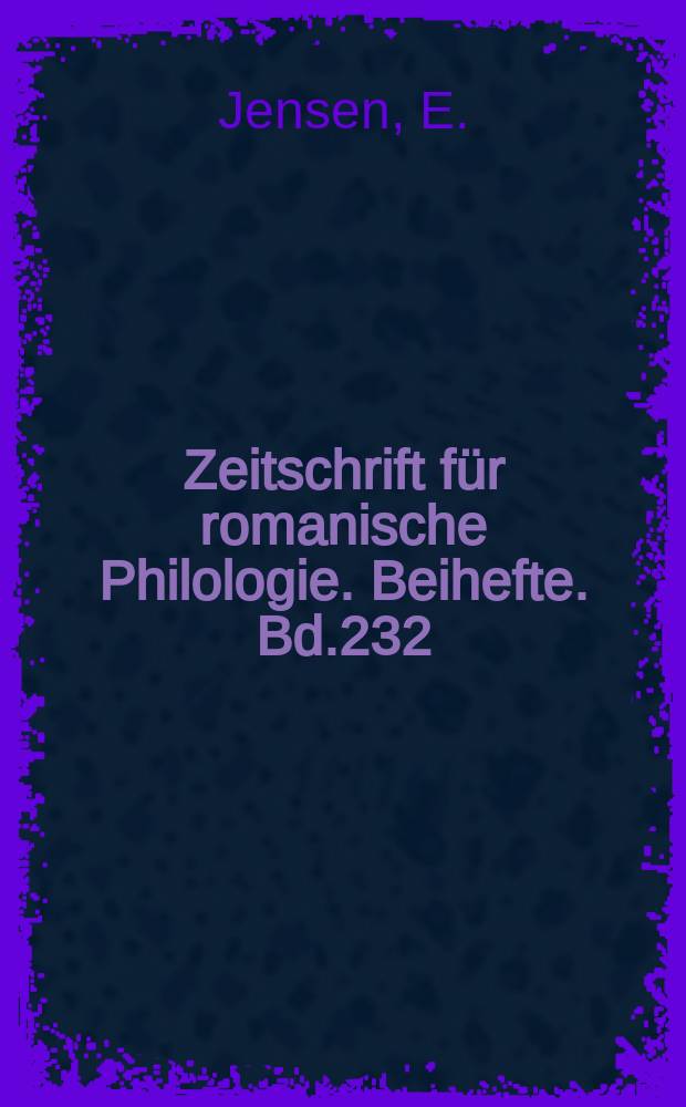 Zeitschrift für romanische Philologie. Beihefte. Bd.232 : Old French and comparative Gall-Romance syntax
