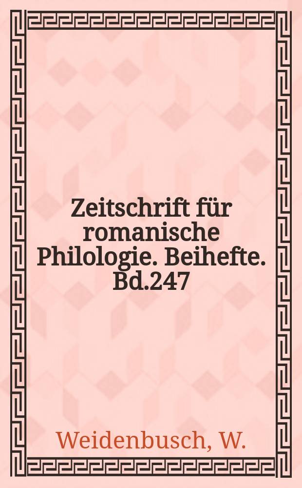 Zeitschrift für romanische Philologie. Beihefte. Bd.247 : Funktionen der Präfiglerung