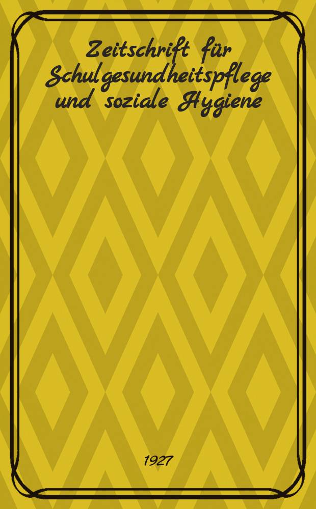Zeitschrift für Schulgesundheitspflege und soziale Hygiene : Organ des Deutschen Vereins für Schulgesundheitspflege Amtliches Nachrichtenblatt für gesundheitliche Angelegenheiten des Stadtgemeinden Berlin, Frankfurt a. M., Frankfurt a. O., Königsberg i. Pr. Jg.40 1927, №12b : Vertiefung der Arbeit in der Gesundheitsfürsorge