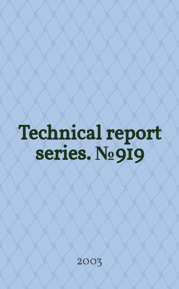Technical report series. №919 : The burden of musculoskeletal conditions at the start of the new millennium