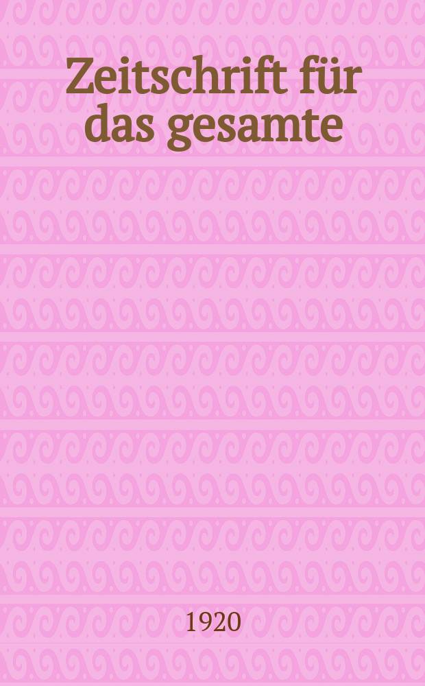 Zeitschrift f&uuml;r das gesamte : Brauwesen (Bayerischer Bierbrauer). Jg.43 1920, №18