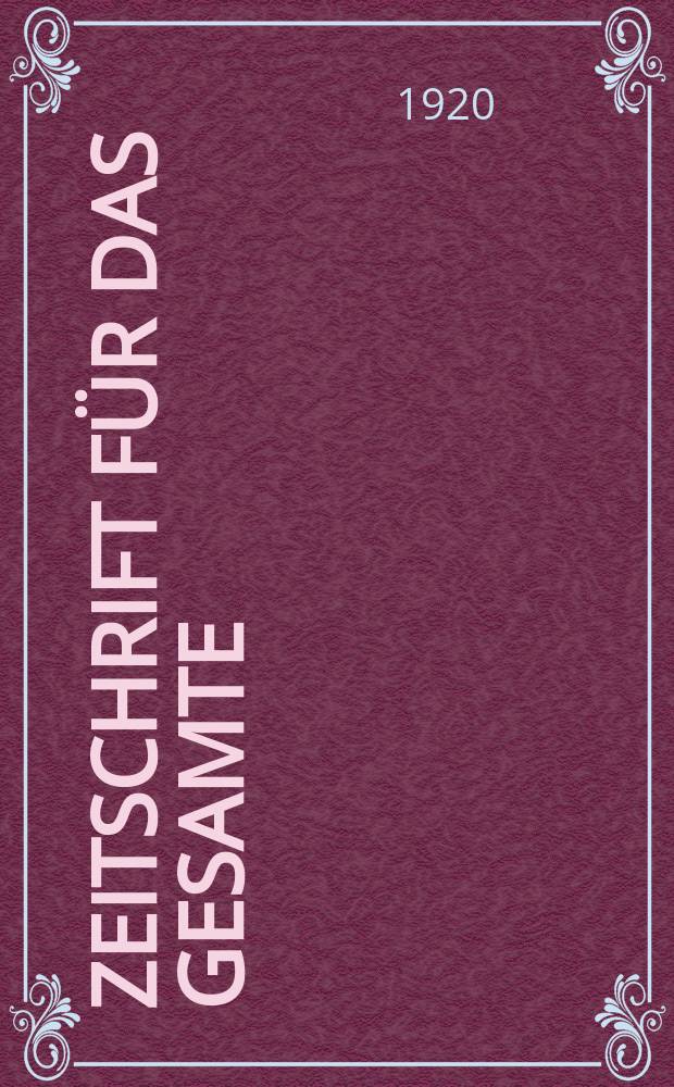 Zeitschrift f&uuml;r das gesamte : Brauwesen (Bayerischer Bierbrauer). Jg.43 1920, №31