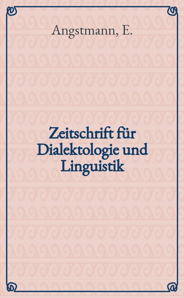 Zeitschrift für Dialektologie und Linguistik : Forts, der neuen Folge der Beihefte zur Zeitschrift für Mundartforschung. 1 : Der Henker in der Volksmeinung