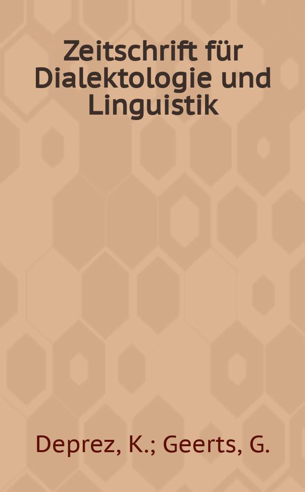 Zeitschrift für Dialektologie und Linguistik : Forts, der neuen Folge der Beihefte zur Zeitschrift für Mundartforschung. N.F., 22 : Lexical and pronominal