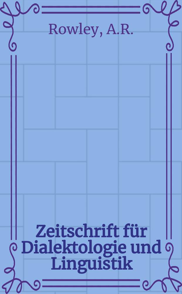 Zeitschrift für Dialektologie und Linguistik : Forts, der neuen Folge der Beihefte zur Zeitschrift für Mundartforschung. N.F., H.93 : Morphologische Systeme der nordostbayerischen
