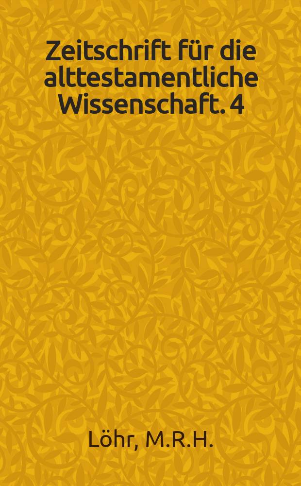 Zeitschrift für die alttestamentliche Wissenschaft. 4 : Untersuchungen zum Buch Amos