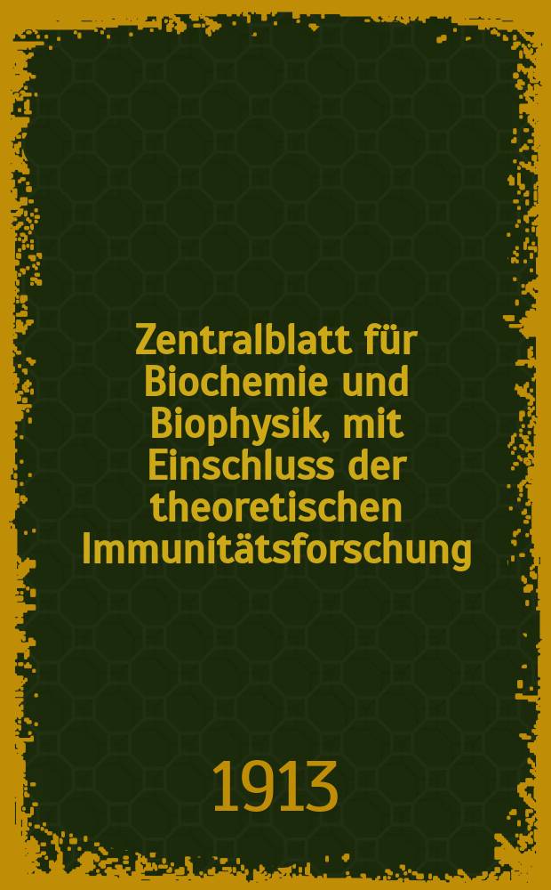 Zentralblatt für Biochemie und Biophysik, mit Einschluss der theoretischen Immunitätsforschung : Zentralblatt für die gesamte Biologie (N.F.). Bd.14, Указатель