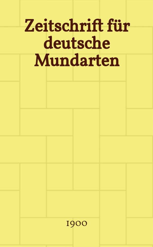 Zeitschrift für deutsche Mundarten