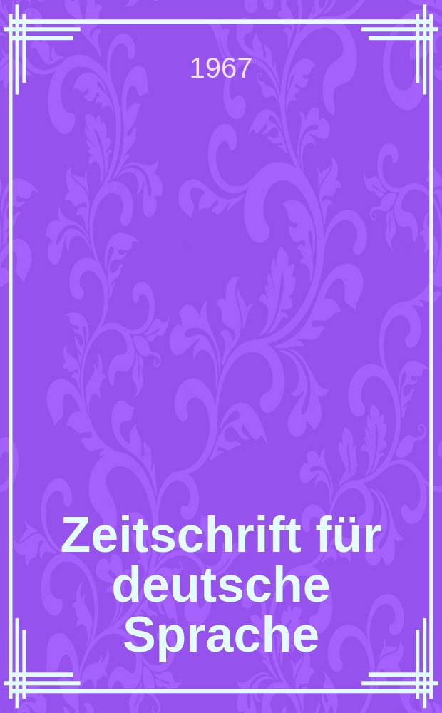 Zeitschrift für deutsche Sprache : Fortführung der von Friedrich kluge begründeten Zeitschrift für deutsche Wortforschung. N.F., Bd.23, Указатель