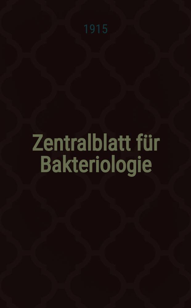 Zentralblatt für Bakteriologie : Med. microbiology, virology, parasitology, infectious diseases. Bd.75, H.4