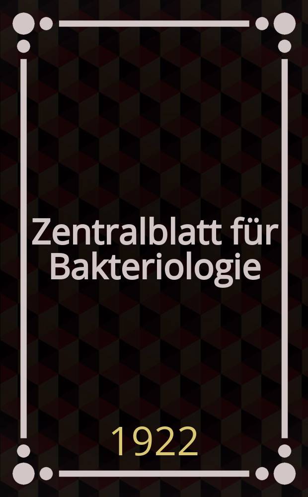 Zentralblatt für Bakteriologie : Med. microbiology, virology, parasitology, infectious diseases. Bd.88, H.3