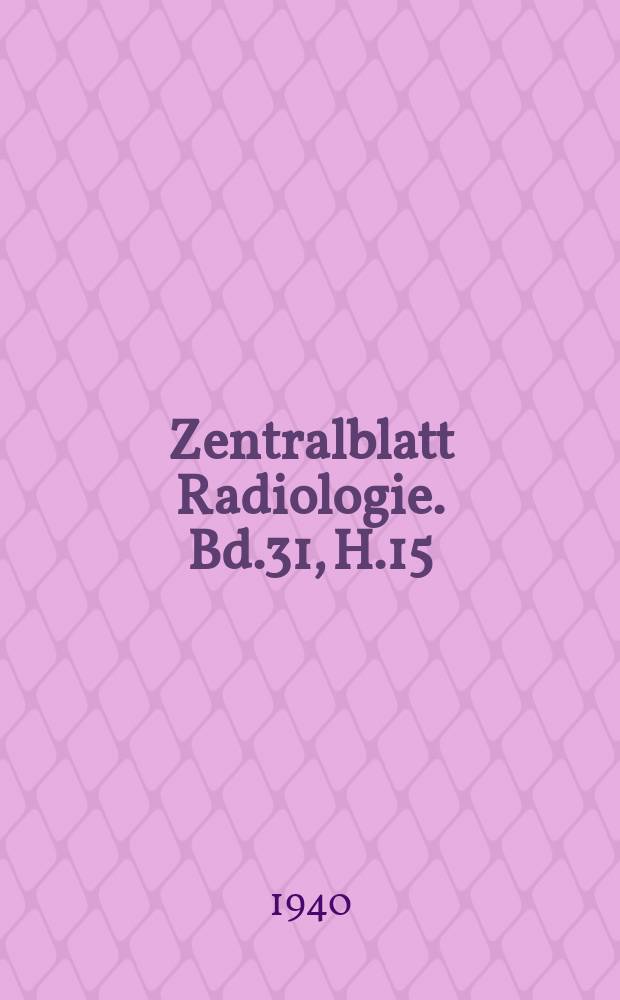 Zentralblatt Radiologie. Bd.31, H.15/16 : Registerheft