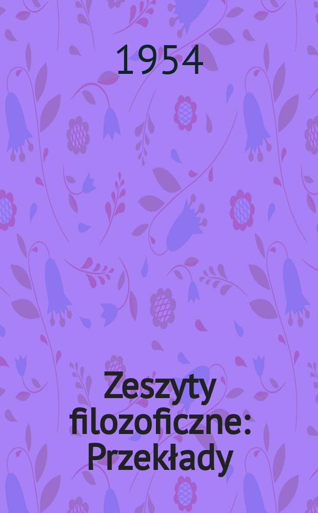 Zeszyty filozoficzne : Przekłady