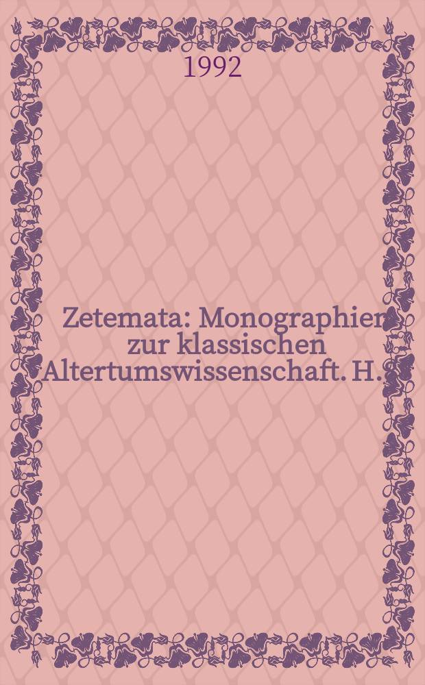 Zetemata : Monographien zur klassischen Altertumswissenschaft. H.88 : Dramaturgie des Zufalls