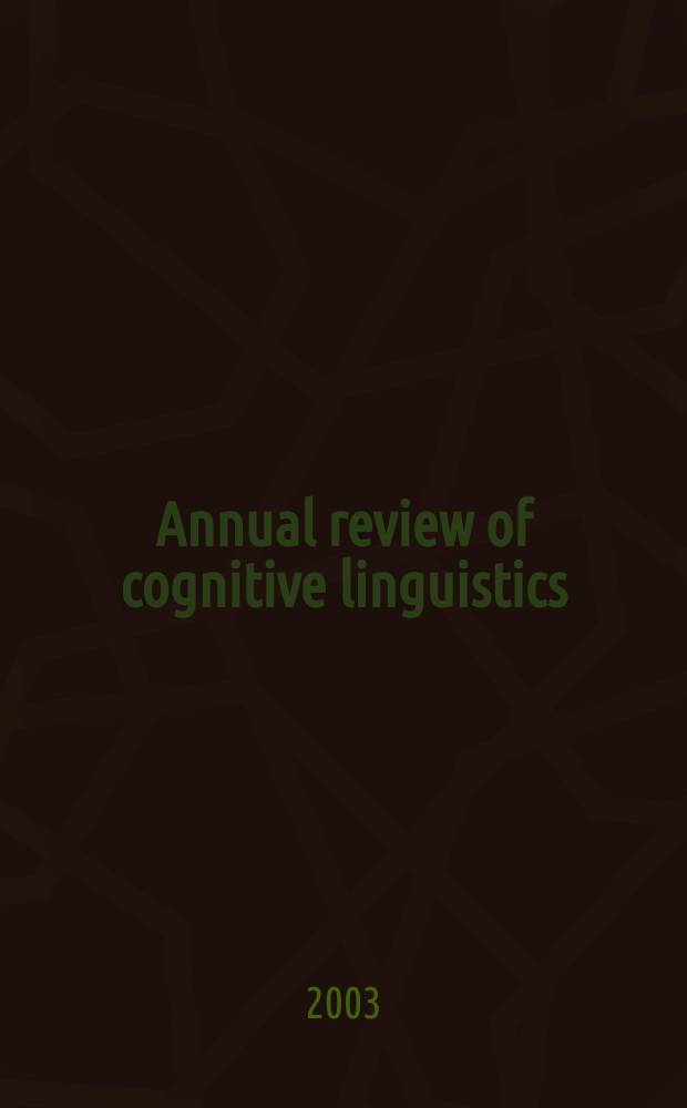Annual review of cognitive linguistics
