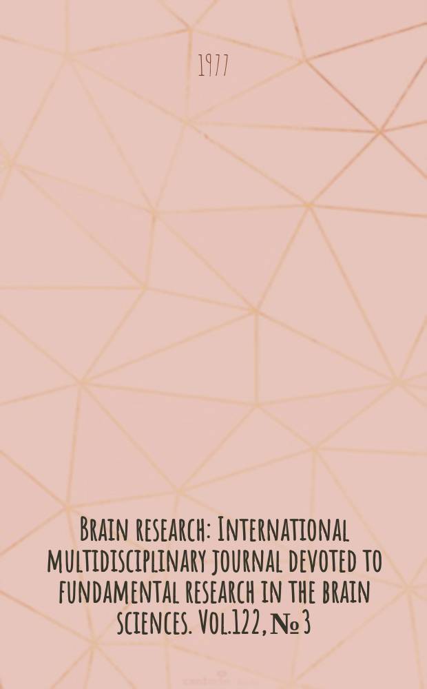 Brain research : International multidisciplinary journal devoted to fundamental research in the brain sciences. Vol.122, №3